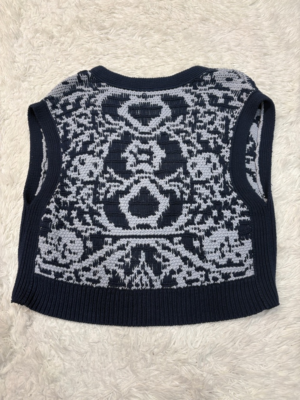 Free People Tapestry V-Neck Sweater Vest Blue - Picture 4 of 4